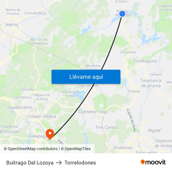 Buitrago Del Lozoya to Torrelodones map