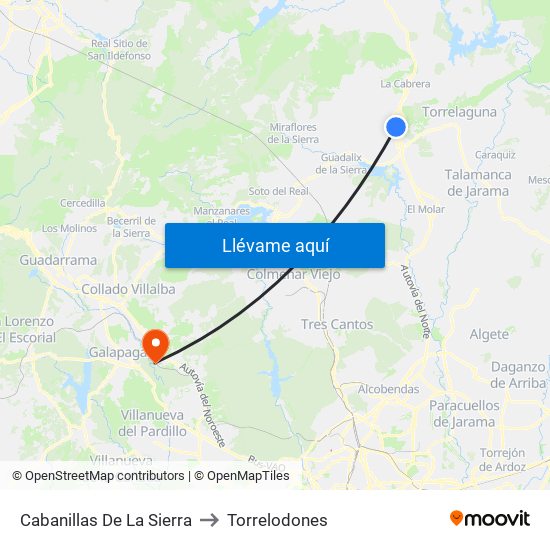 Cabanillas De La Sierra to Torrelodones map