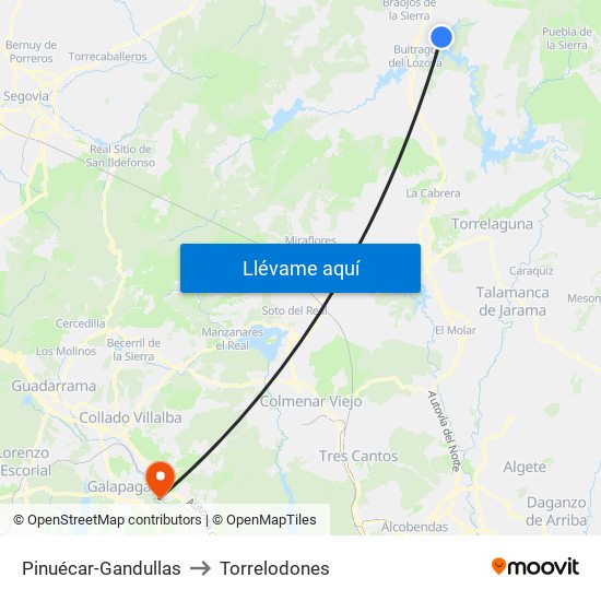 Pinuécar-Gandullas to Torrelodones map