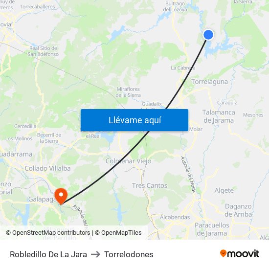 Robledillo De La Jara to Torrelodones map