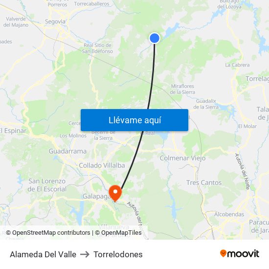 Alameda Del Valle to Torrelodones map