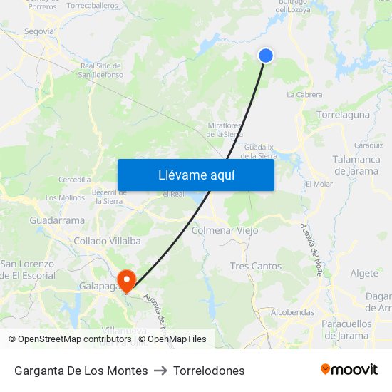 Garganta De Los Montes to Torrelodones map