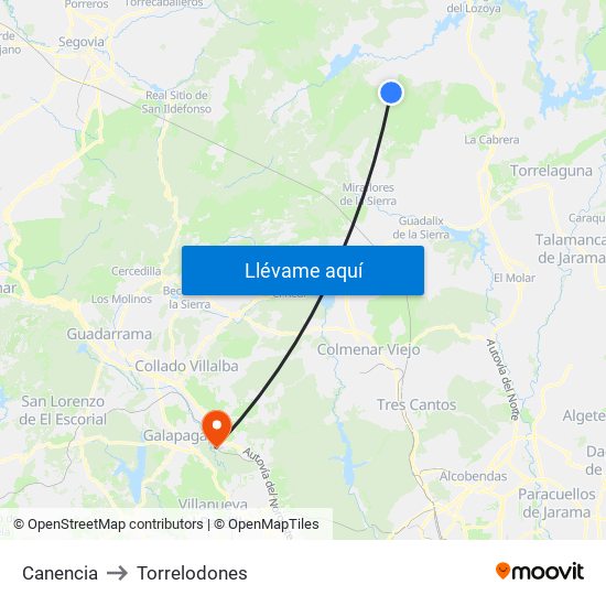 Canencia to Torrelodones map