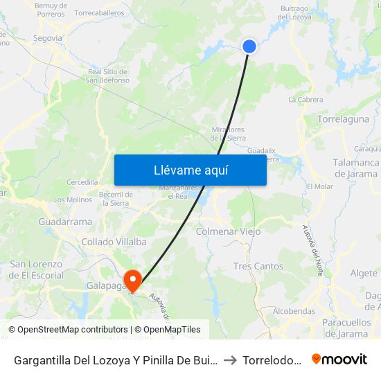 Gargantilla Del Lozoya Y Pinilla De Buitrago to Torrelodones map
