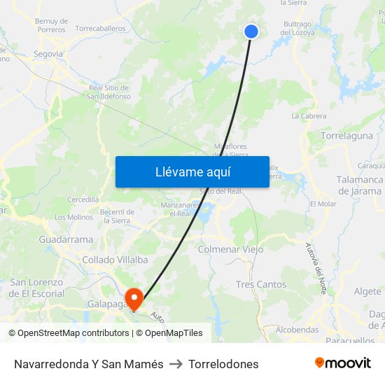 Navarredonda Y San Mamés to Torrelodones map