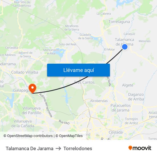 Talamanca De Jarama to Torrelodones map