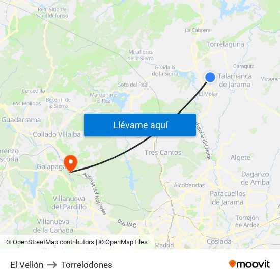 El Vellón to Torrelodones map