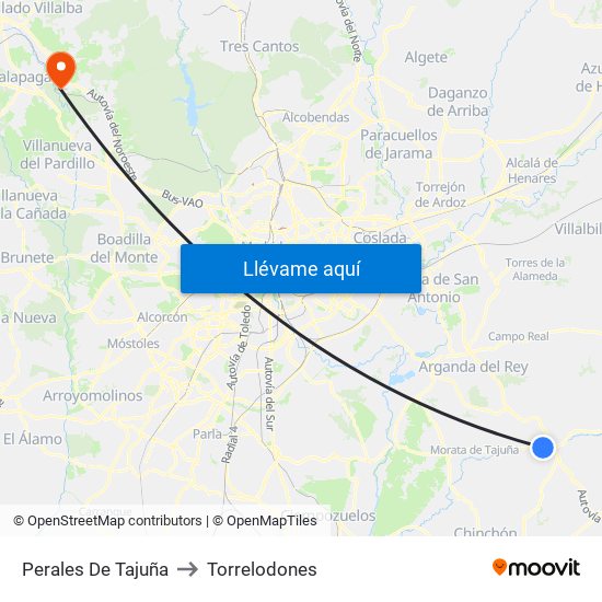 Perales De Tajuña to Torrelodones map