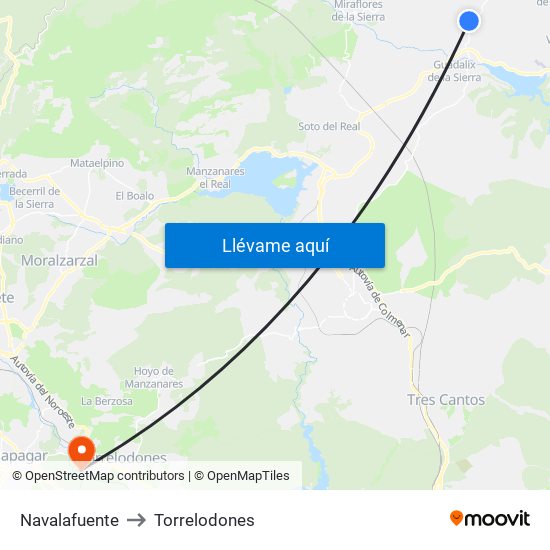 Navalafuente to Torrelodones map