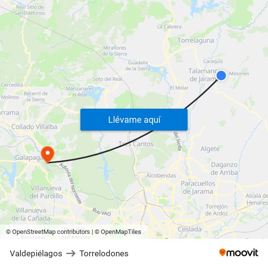 Valdepiélagos to Torrelodones map