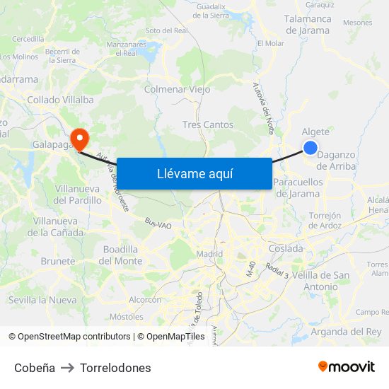 Cobeña to Torrelodones map