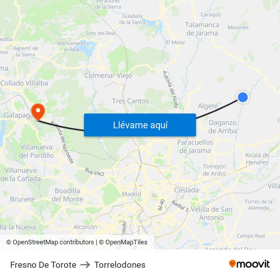 Fresno De Torote to Torrelodones map