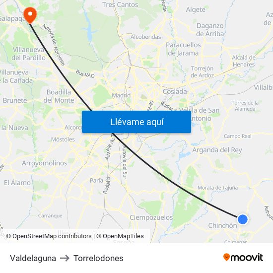 Valdelaguna to Torrelodones map