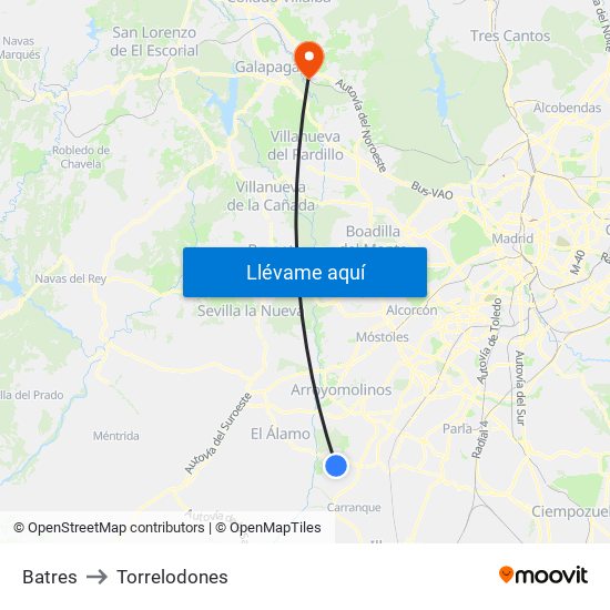 Batres to Torrelodones map