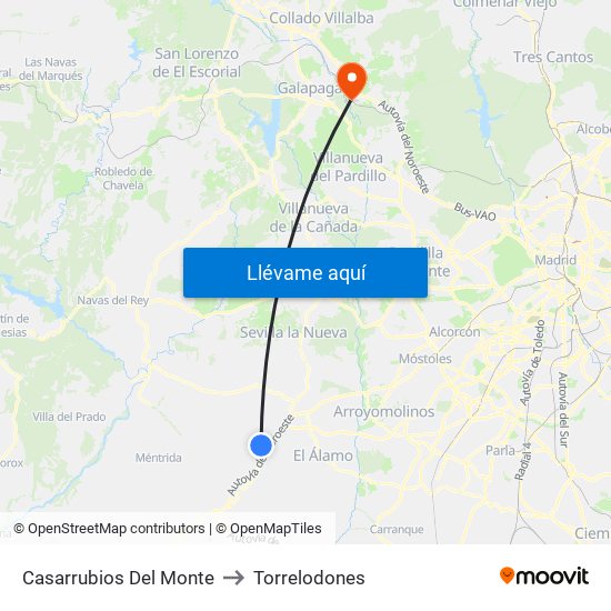 Casarrubios Del Monte to Torrelodones map