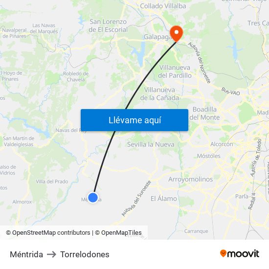 Méntrida to Torrelodones map