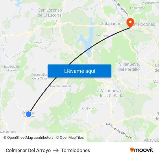 Colmenar Del Arroyo to Torrelodones map