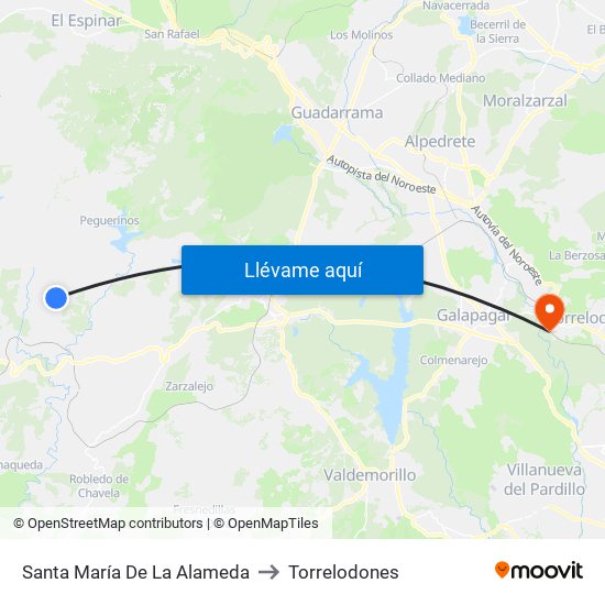 Santa María De La Alameda to Torrelodones map