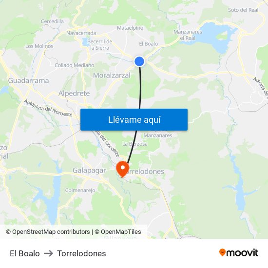 El Boalo to Torrelodones map