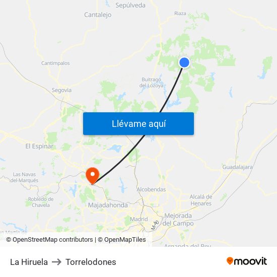 La Hiruela to Torrelodones map