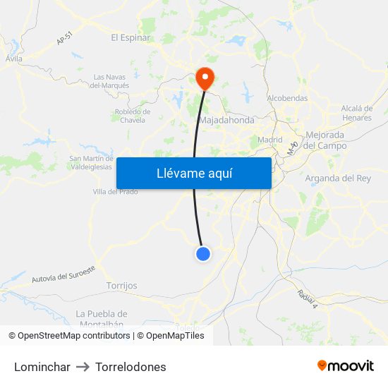 Lominchar to Torrelodones map