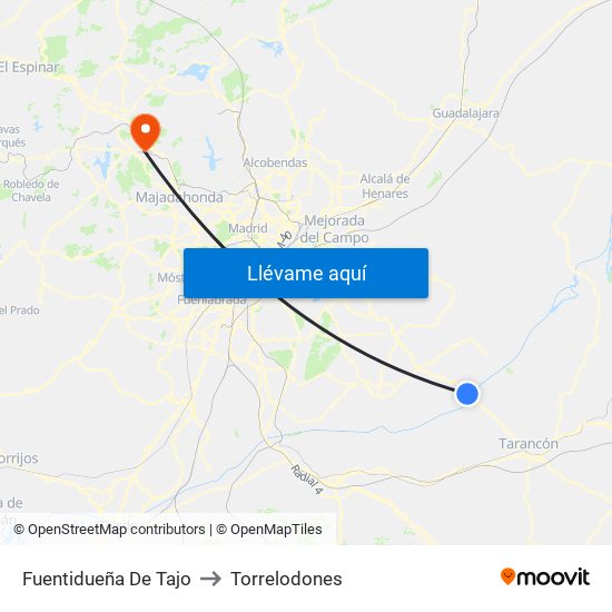 Fuentidueña De Tajo to Torrelodones map