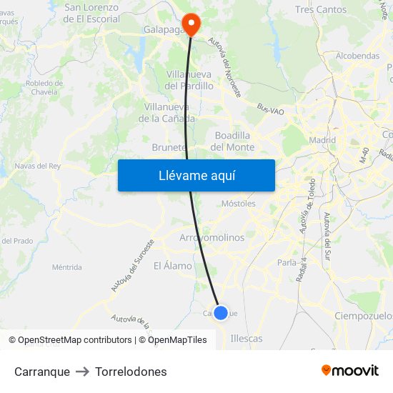 Carranque to Torrelodones map