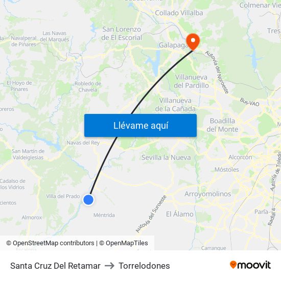 Santa Cruz Del Retamar to Torrelodones map