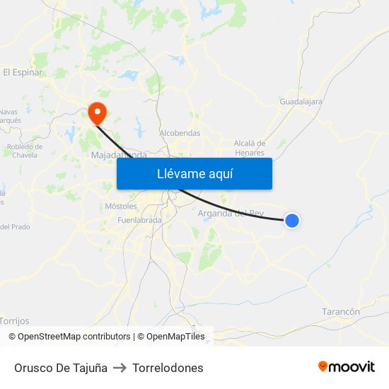Orusco De Tajuña to Torrelodones map