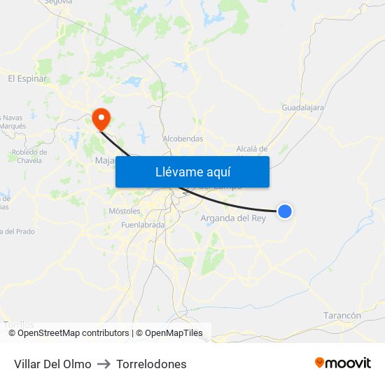Villar Del Olmo to Torrelodones map