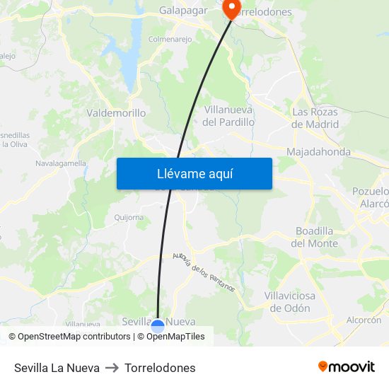 Sevilla La Nueva to Torrelodones map