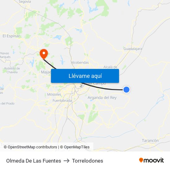 Olmeda De Las Fuentes to Torrelodones map