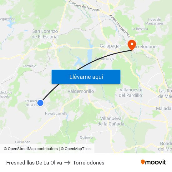 Fresnedillas De La Oliva to Torrelodones map