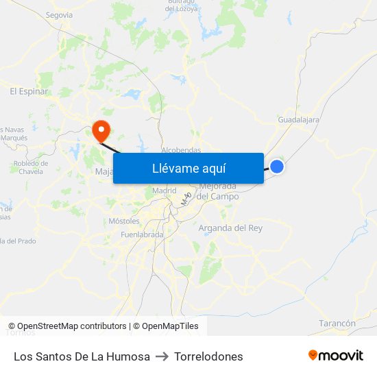 Los Santos De La Humosa to Torrelodones map