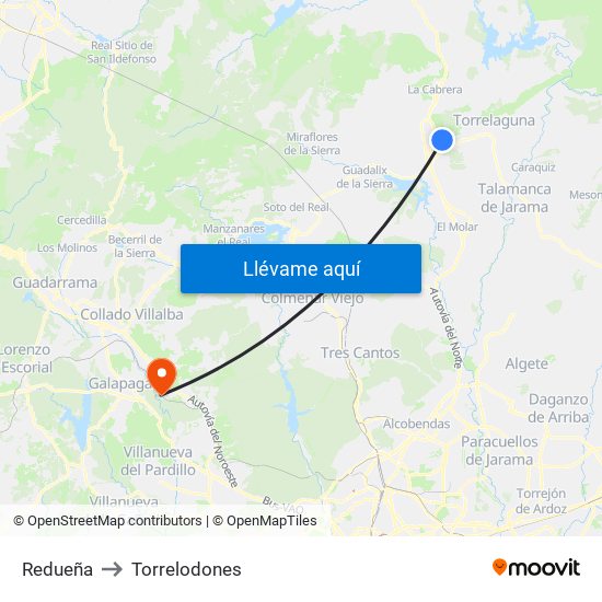 Redueña to Torrelodones map