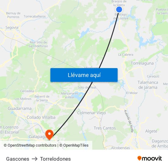 Gascones to Torrelodones map