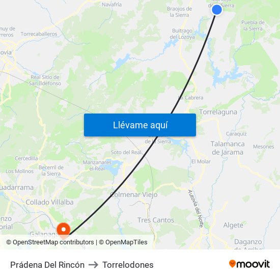 Prádena Del Rincón to Torrelodones map