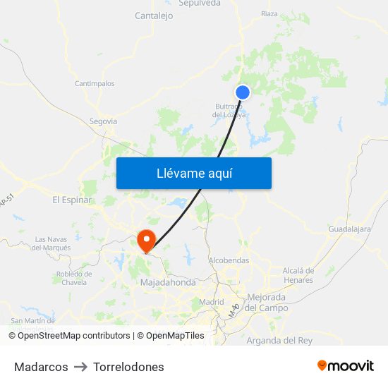 Madarcos to Torrelodones map