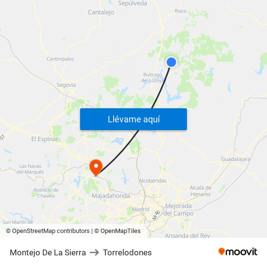 Montejo De La Sierra to Torrelodones map