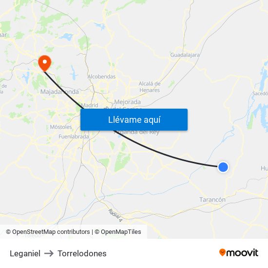 Leganiel to Torrelodones map
