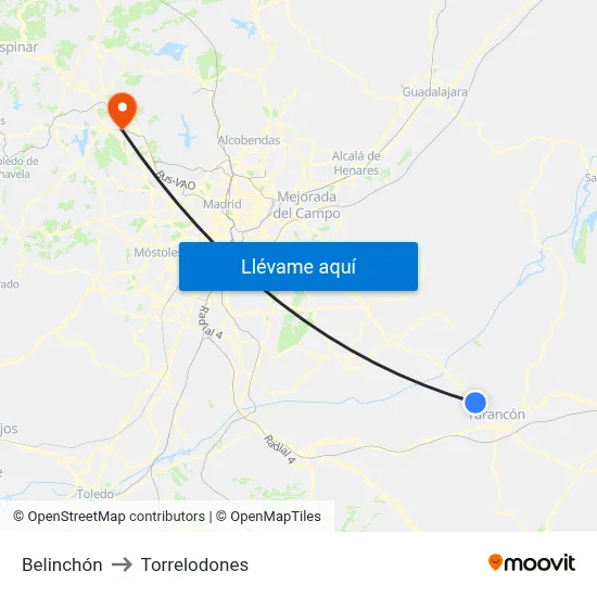 Belinchón to Torrelodones map