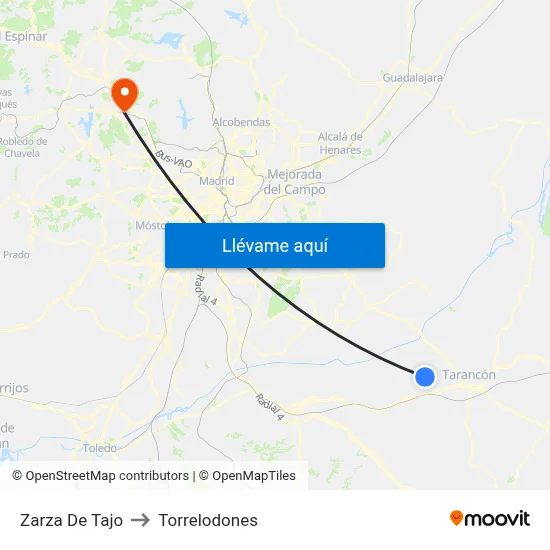 Zarza De Tajo to Torrelodones map