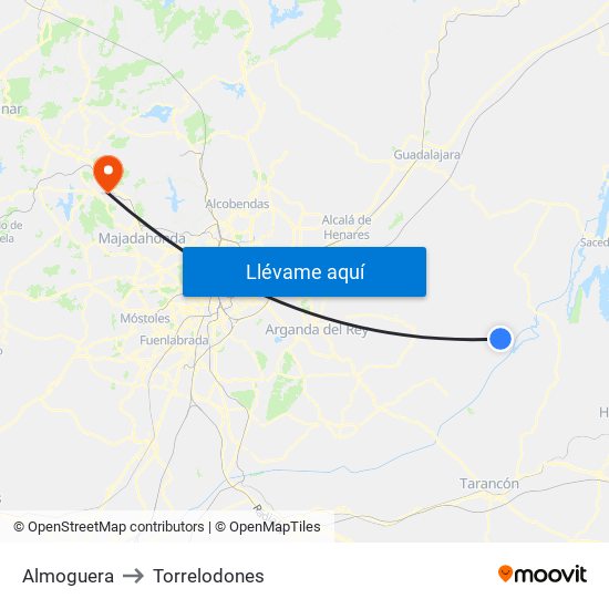 Almoguera to Torrelodones map