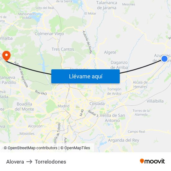 Alovera to Torrelodones map