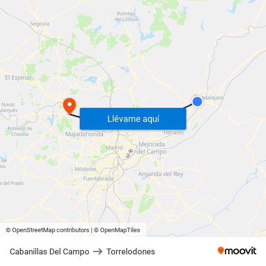 Cabanillas Del Campo to Torrelodones map
