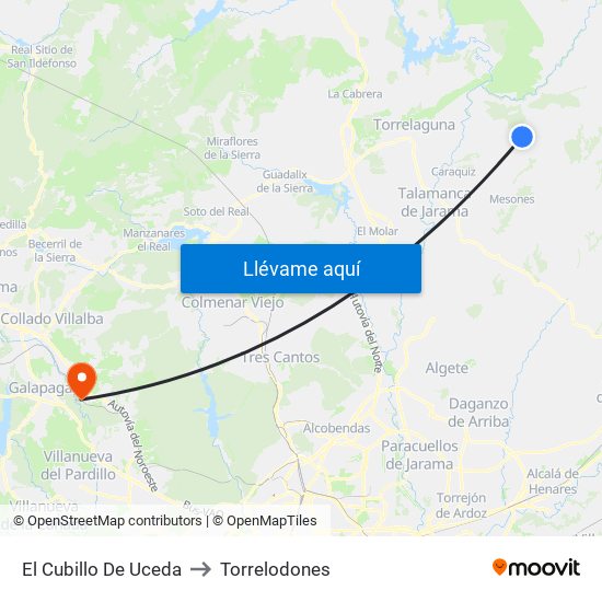 El Cubillo De Uceda to Torrelodones map