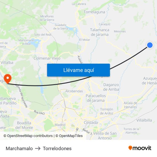 Marchamalo to Torrelodones map