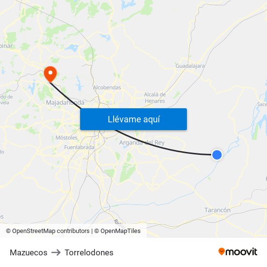 Mazuecos to Torrelodones map