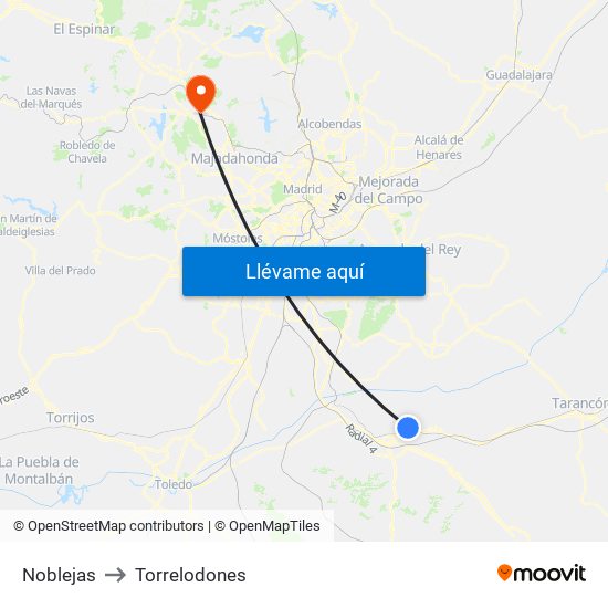 Noblejas to Torrelodones map