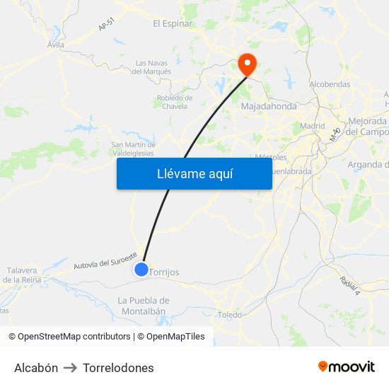 Alcabón to Torrelodones map